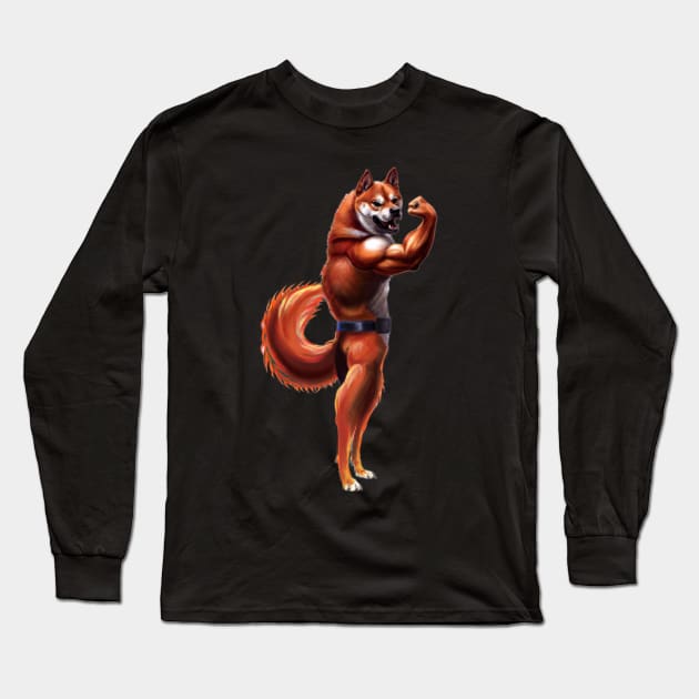 Shiba Inu Dog Muscle Packed Shiba Inu Long Sleeve T-Shirt by maxdax